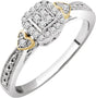10K Gold Round Natural Diamond Halo-Style Cluster Promise Ring