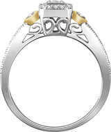 10K Gold Round Natural Diamond Halo-Style Cluster Promise Ring - view 2
