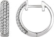 14K Gold Round Natural Diamond Accented Hoop Earrings – 1.1mm Stones
