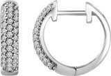 14K Gold Round Natural Diamond Accented Hoop Earrings – 1.1mm Stones