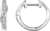 14K Gold Round Natural Diamond Accented Hoop Earrings – 0.95mm Stones