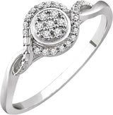10K Gold Round Natural Diamond Cluster Promise Ring