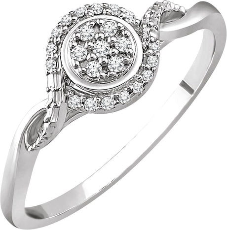 10K Gold Round Natural Diamond Cluster Promise Ring