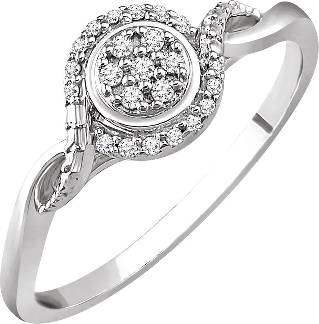10K Gold Round Natural Diamond Cluster Promise Ring