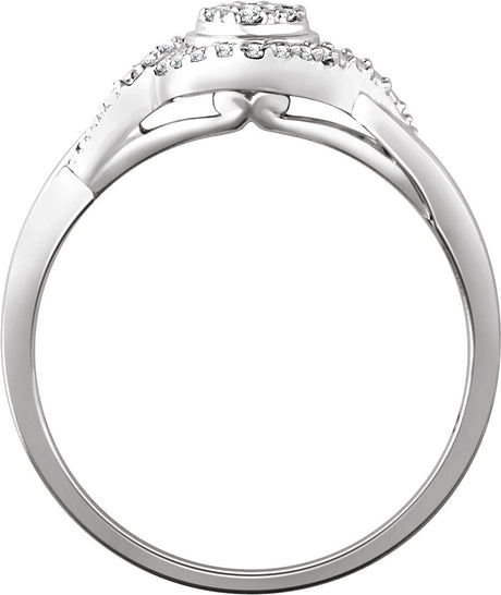 10K Gold Round Natural Diamond Cluster Promise Ring - view 2