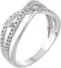 14K Gold Round Natural Diamond Criss-Cross Ring XVIII