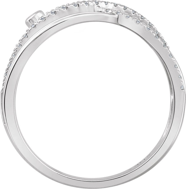 14K Gold Round Natural Diamond Criss-Cross Ring XVIII - view 2