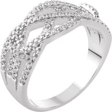 14K Gold Round Natural Diamond Criss-Cross Ring XV