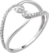 14K Gold Round Natural Diamond Negative Space Ring VIII