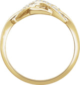 14K Gold Round Natural Diamond Accented Infinity-Inspired Ring – 0.8mm Stones - Yellow Gold - view 2