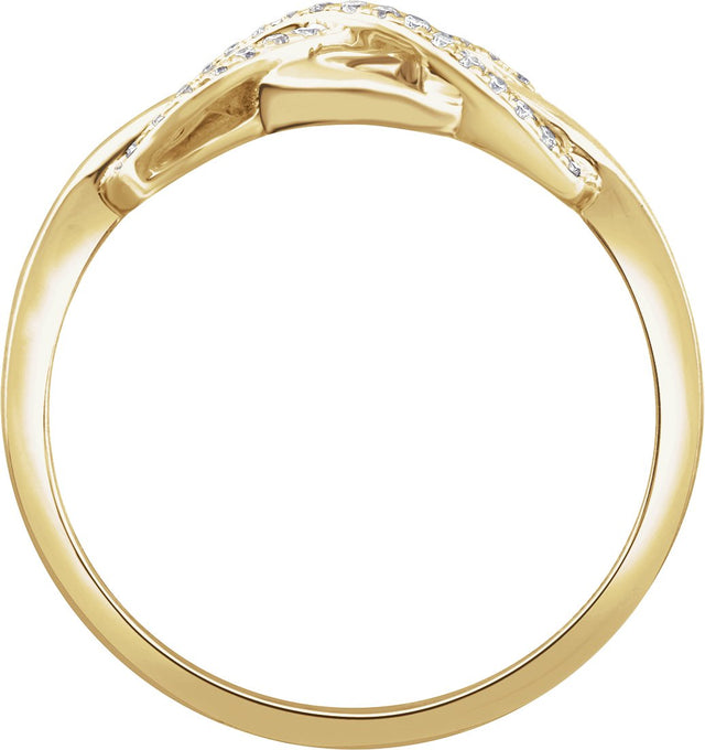 14K Gold Round Natural Diamond Accented Infinity-Inspired Ring – 0.8mm Stones - Yellow Gold - view 2
