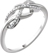 14K Gold Round Natural Diamond Accented Infinity-Inspired Ring – 0.8mm Stones - White Gold