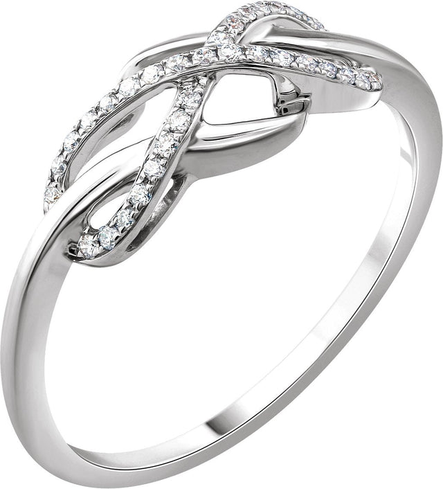 14K Gold Round Natural Diamond Accented Infinity-Inspired Ring – 0.8mm Stones - White Gold