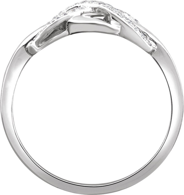 14K Gold Round Natural Diamond Accented Infinity-Inspired Ring – 0.8mm Stones - White Gold - view 2