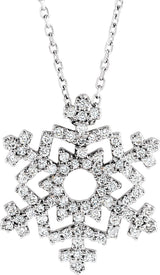 14K Gold Round Natural Diamond Snowflake Necklace