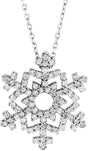14K Gold Round Natural Diamond Snowflake Necklace
