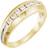 14K Gold Round Natural Diamond Seven-Stone Ring - Two-Tone