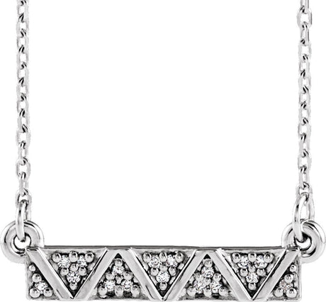 14K Gold Geometric Bar Necklace - White Gold