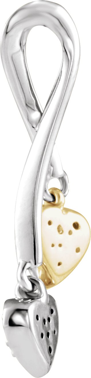 14K Gold Round Natural Diamond Double Heart Pendant - view 2