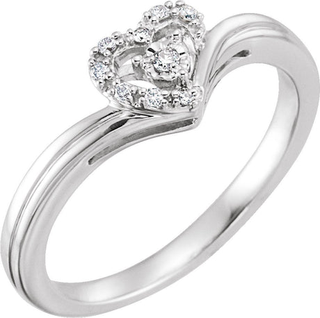 10K Gold Round Natural Diamond Heart Promise Ring