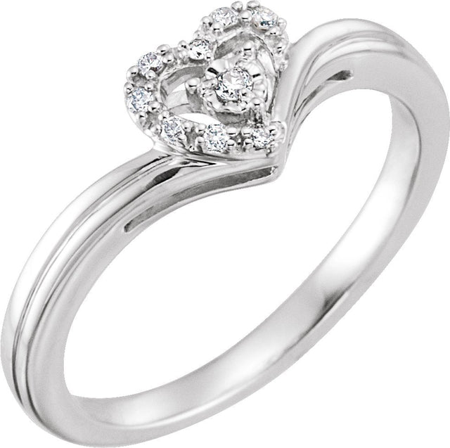 10K Gold Round Natural Diamond Heart Promise Ring