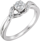 10K Gold Round Natural Diamond Criss-Cross Cluster Promise Ring