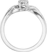 10K Gold Round Natural Diamond Criss-Cross Cluster Promise Ring - view 2