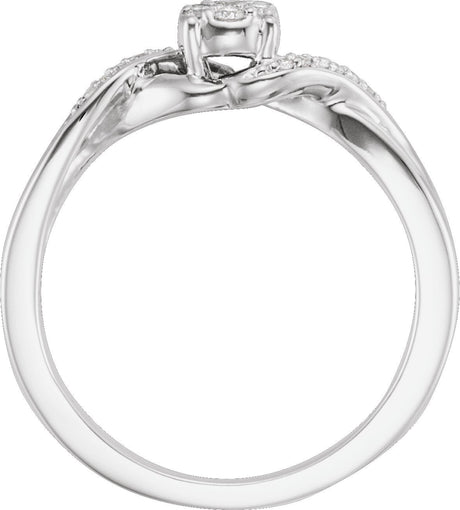 10K Gold Round Natural Diamond Criss-Cross Cluster Promise Ring - view 2