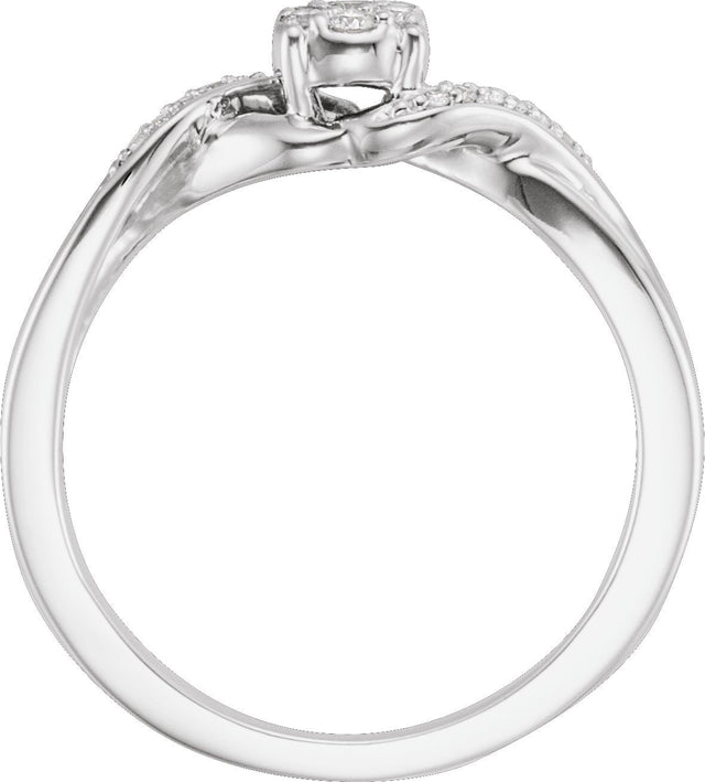 10K Gold Round Natural Diamond Criss-Cross Cluster Promise Ring - view 2