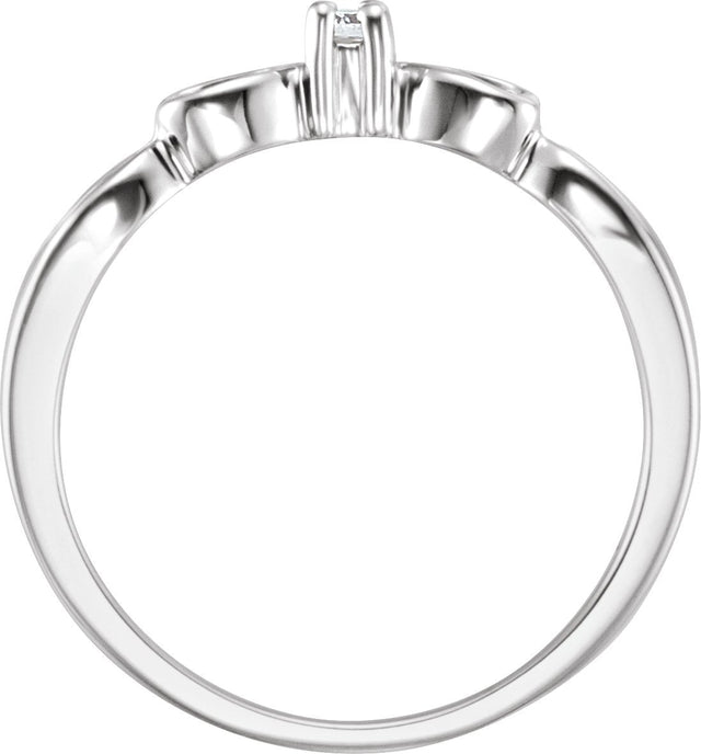 14K Gold Round Natural Diamond Youth Heart Ring – 2mm Stones - White Gold - view 2