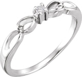 14K Gold Round Natural Diamond Youth Heart Ring – 2mm Stones - White Gold