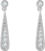 14K Gold Round Natural Diamond Teardrop Earrings - White Gold - view 2