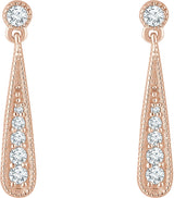 14K Gold Round Natural Diamond Teardrop Earrings - Rose Gold - view 2