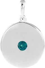 Platinum Round Lab-Grown Alexandrite Disc Necklace or Pendant
