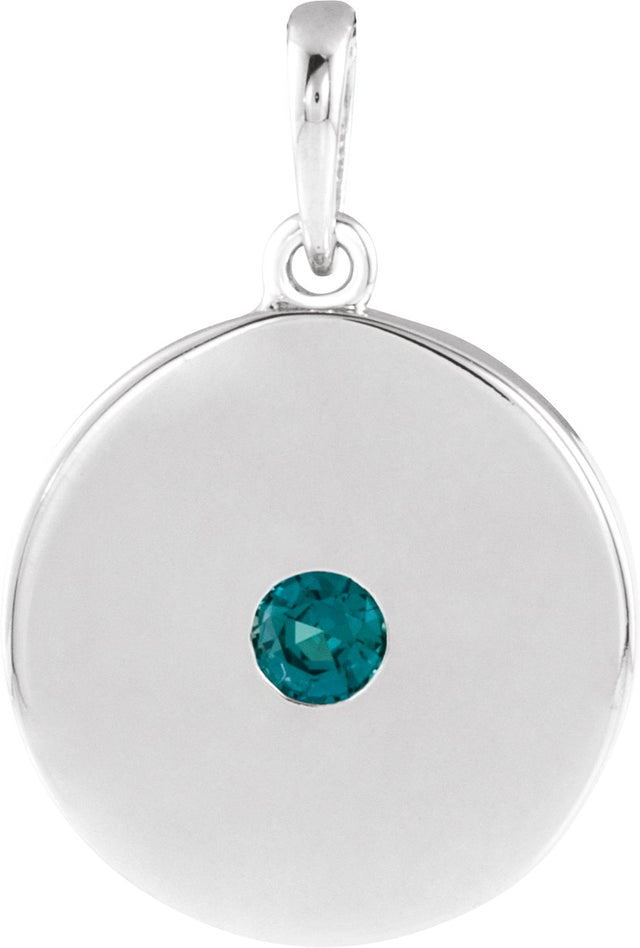 Platinum Round Lab-Grown Alexandrite Disc Necklace or Pendant