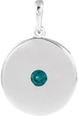 Platinum Round Lab-Grown Alexandrite Disc Necklace or Pendant