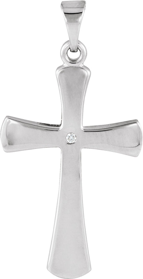 14K Gold Round Natural Diamond Cross Pendant – 0.005 CTW - White Gold