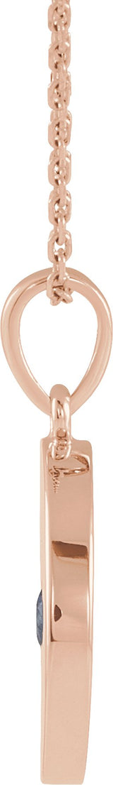 14K Gold Round Natural Emerald Disc Necklace or Pendant - Rose Gold - view 2