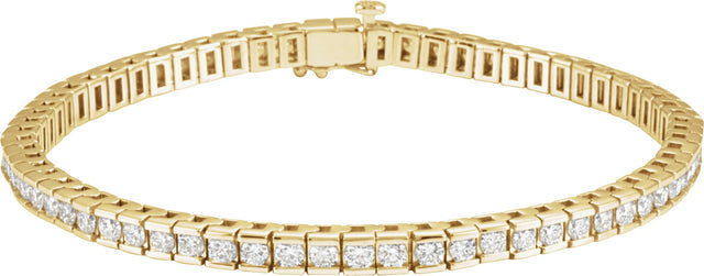 14K Gold Round Lab-Grown Diamond Accented Line Bracelet - Yellow Gold