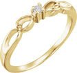 14K Gold Round Natural Diamond Youth Heart Ring – 2mm Stones - Yellow Gold