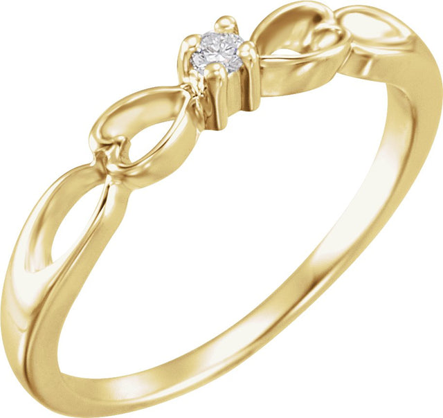 14K Gold Round Natural Diamond Youth Heart Ring – 2mm Stones - Yellow Gold
