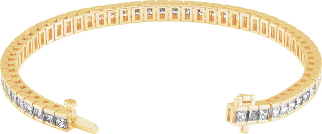 18K Gold Square Natural Diamond Accented Line Bracelet - Yellow Gold - view 2