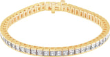 18K Gold Square Natural Diamond Accented Line Bracelet - Yellow Gold