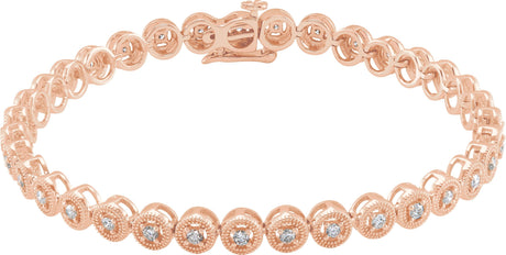 14K Gold Round Natural Diamond Line Bracelet XII - Rose Gold