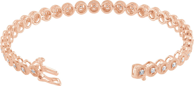 14K Gold Round Natural Diamond Line Bracelet XII - Rose Gold - view 2
