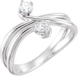 Platinum Round Natural Diamond Two-Stone Bypass Ring – 3.2mm Stones