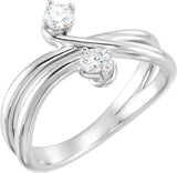 Platinum Round Natural Diamond Two-Stone Bypass Ring – 3.2mm Stones