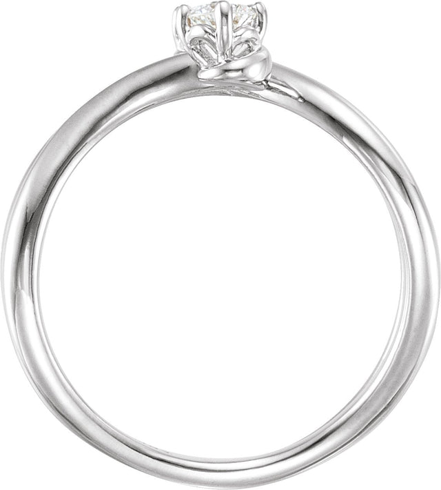 14K Gold Round Natural Diamond Two-Stone Bypass Ring – 3.2mm Stones - White Gold - view 2