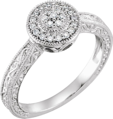 10K Gold Round Natural Diamond Halo-Style Ring