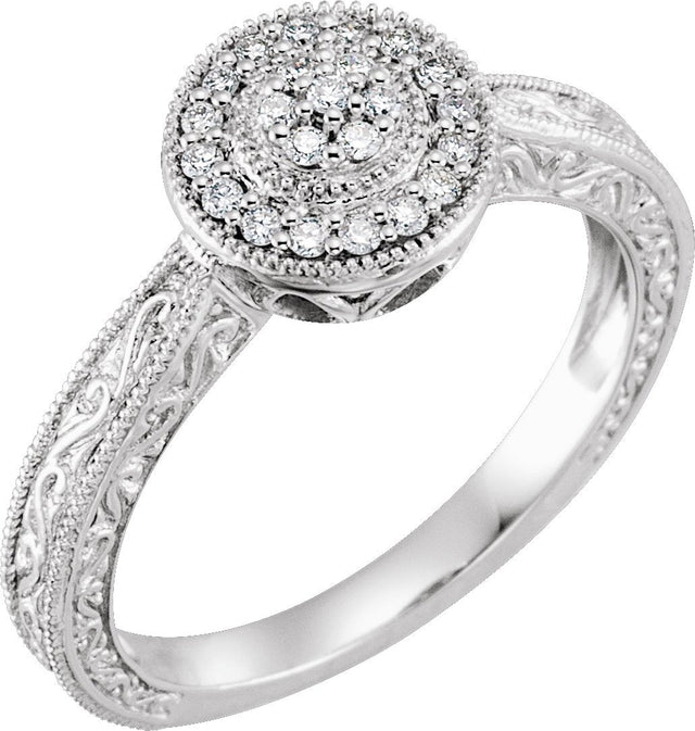 10K Gold Round Natural Diamond Halo-Style Ring